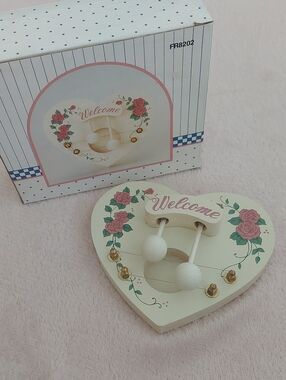 Vintage Heart Shaped "Welcome" Door Chime Harp NIB